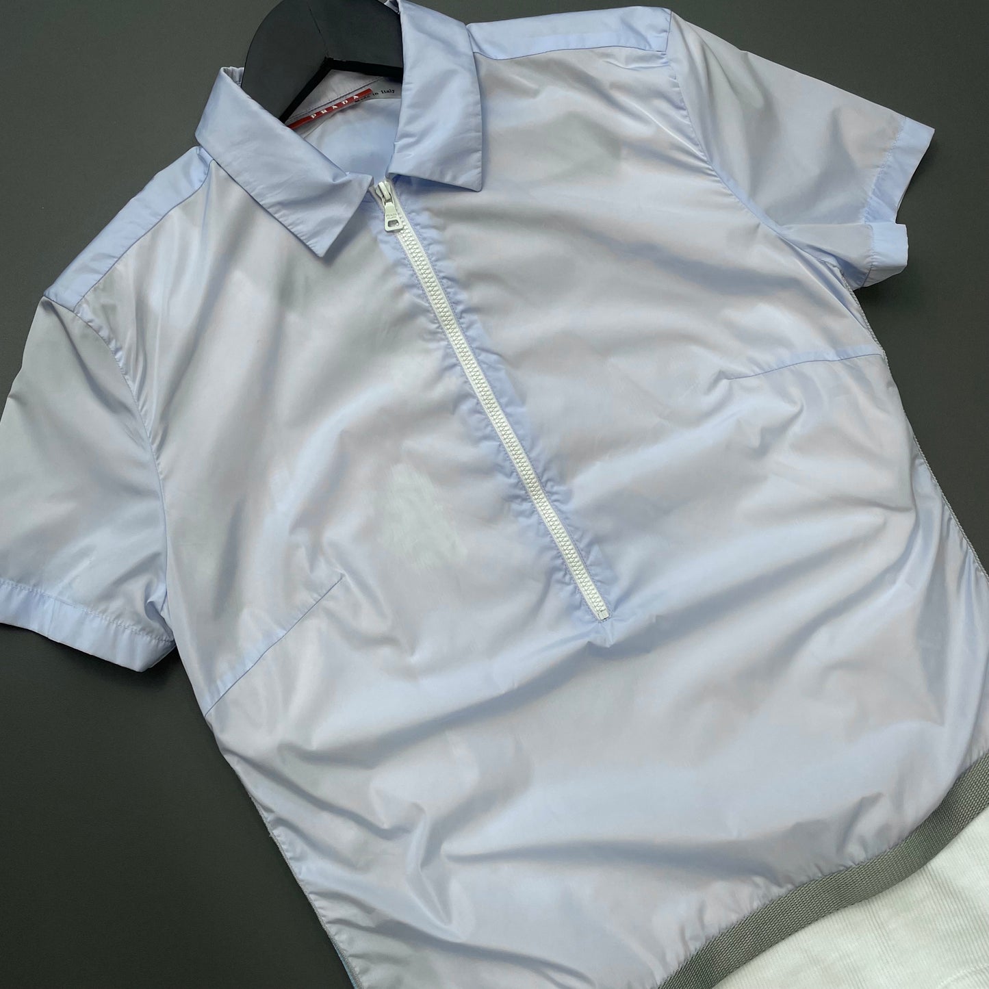 Prada Sport Womens Light Blue SS00 Gel Seam Panelled Zip Shirt