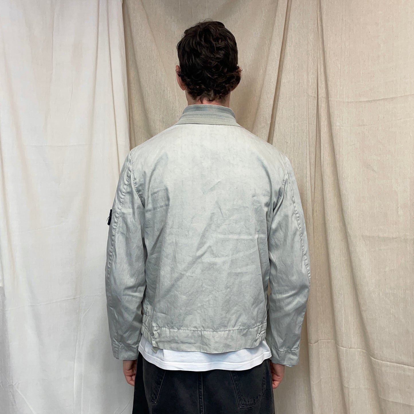 Stone Island Grey SS04 Linen Lino Flax Nylon Military Style Lightweight Jacket