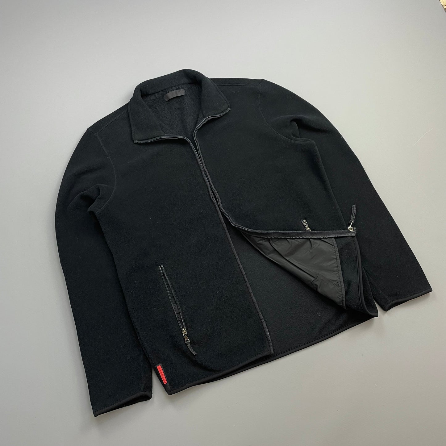 Prada Sport Black 2010 Rear Pocket Nylon Panelled Fleece Jacket