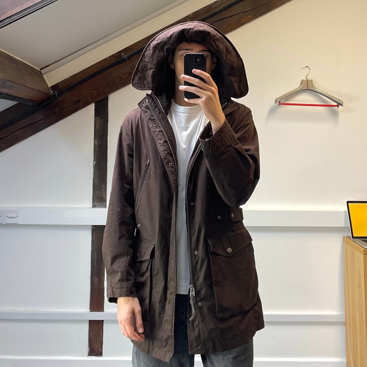C.P. Company Brown Shearling Lined Piuma Doca Parka Coat AW05
