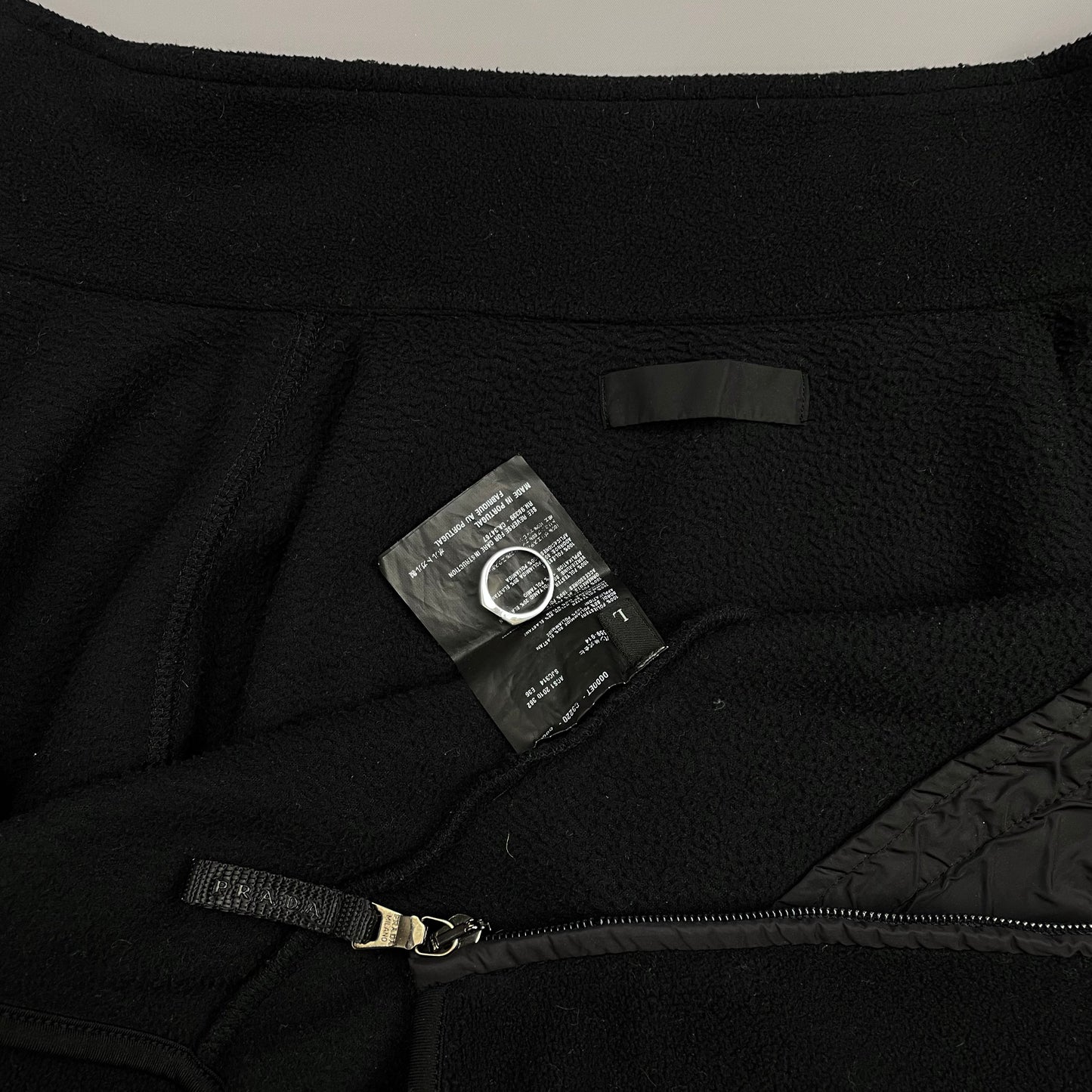 Prada Sport Black 2010 Rear Pocket Nylon Panelled Fleece Jacket