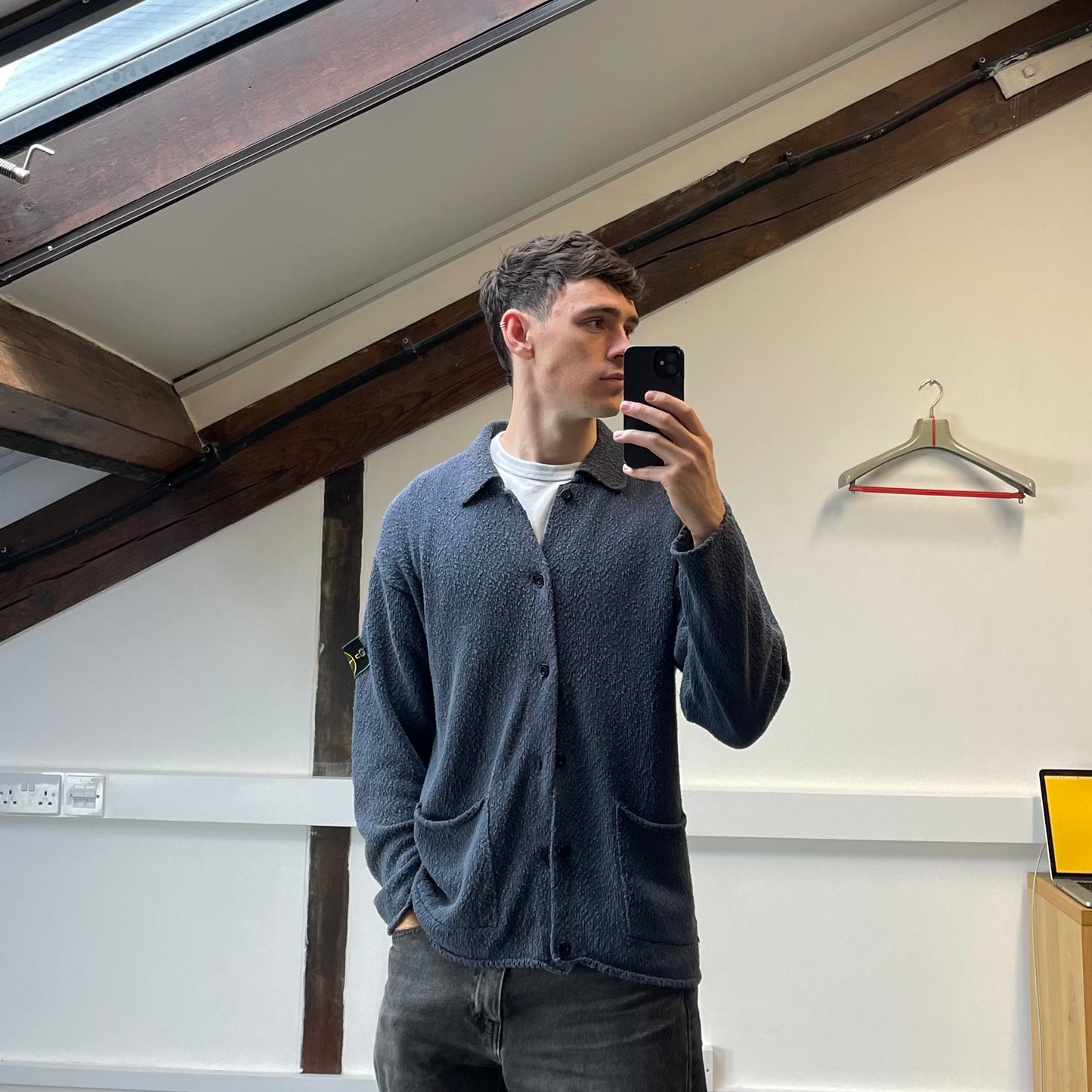 Stone Island Grey Chenille Knit Cardigan SS96