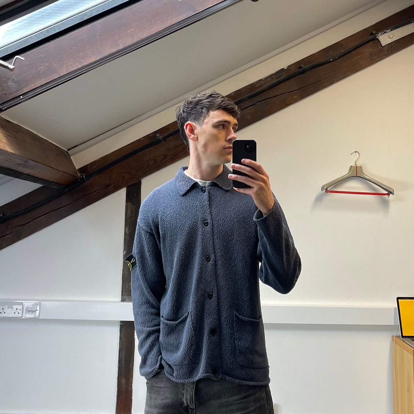 Stone Island Grey Chenille Knit Cardigan SS96