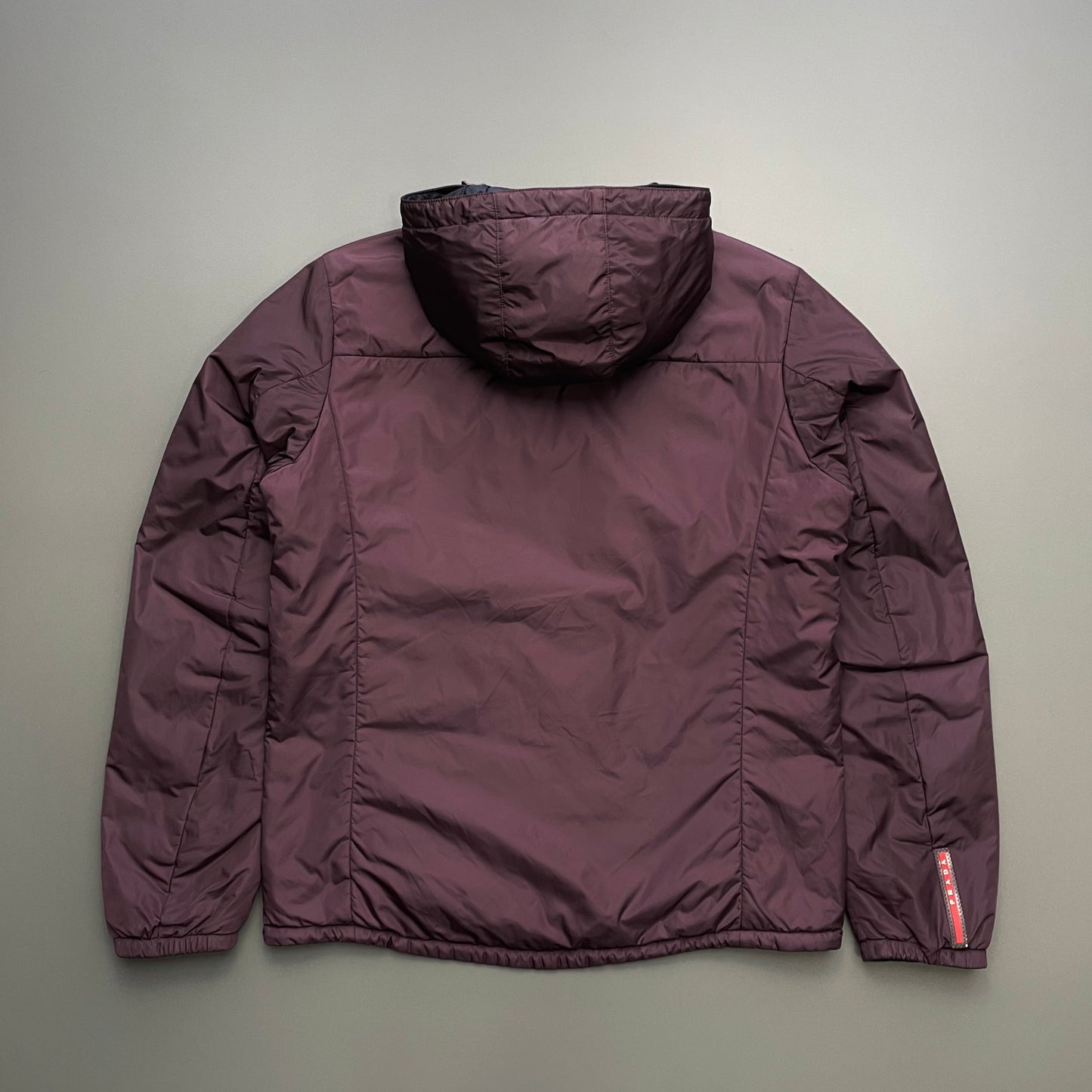 Prada Sport Navy & Burgundy 2013 Nylon Reversible Padded Hooded Jacket