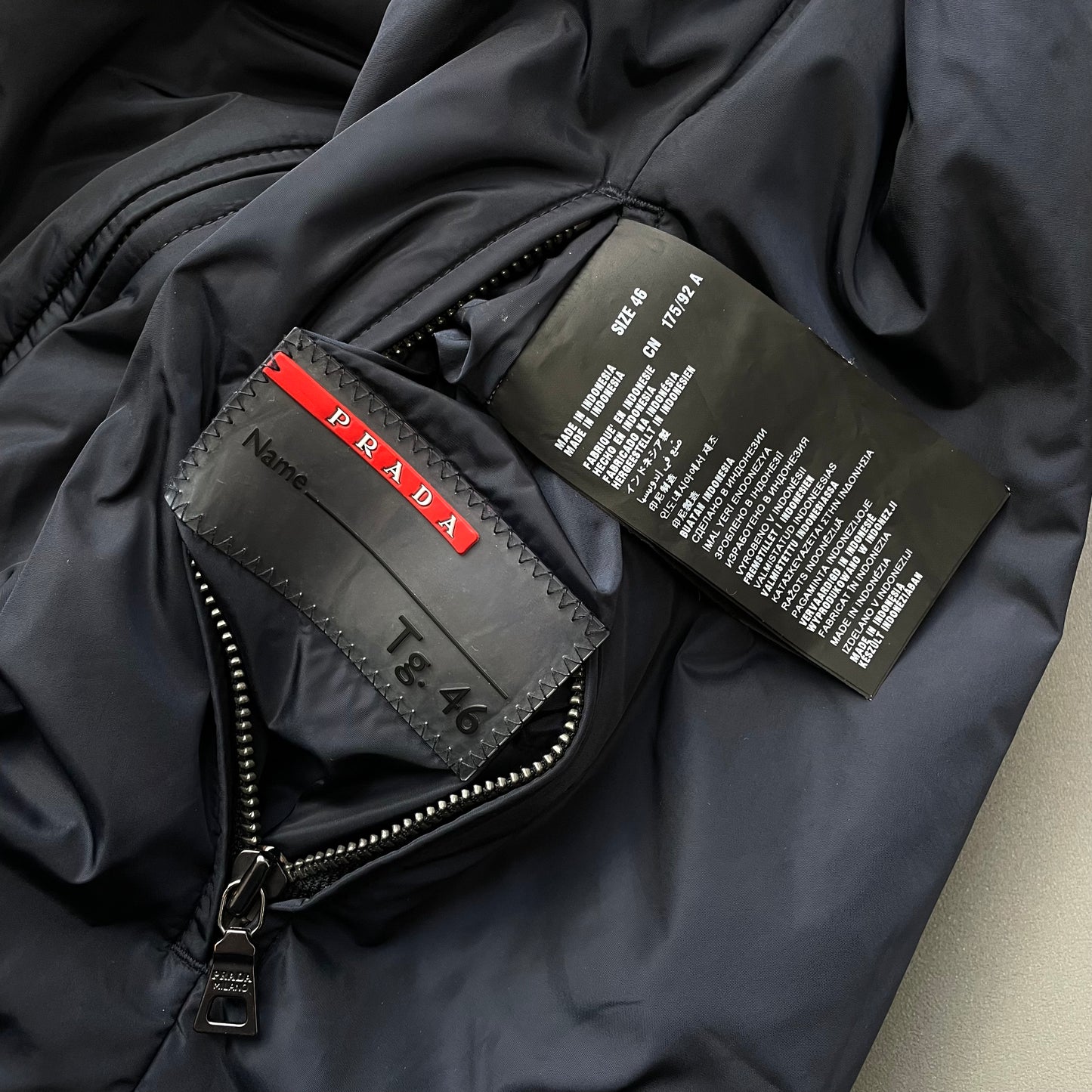 Prada Sport Navy & Burgundy 2013 Nylon Reversible Padded Hooded Jacket