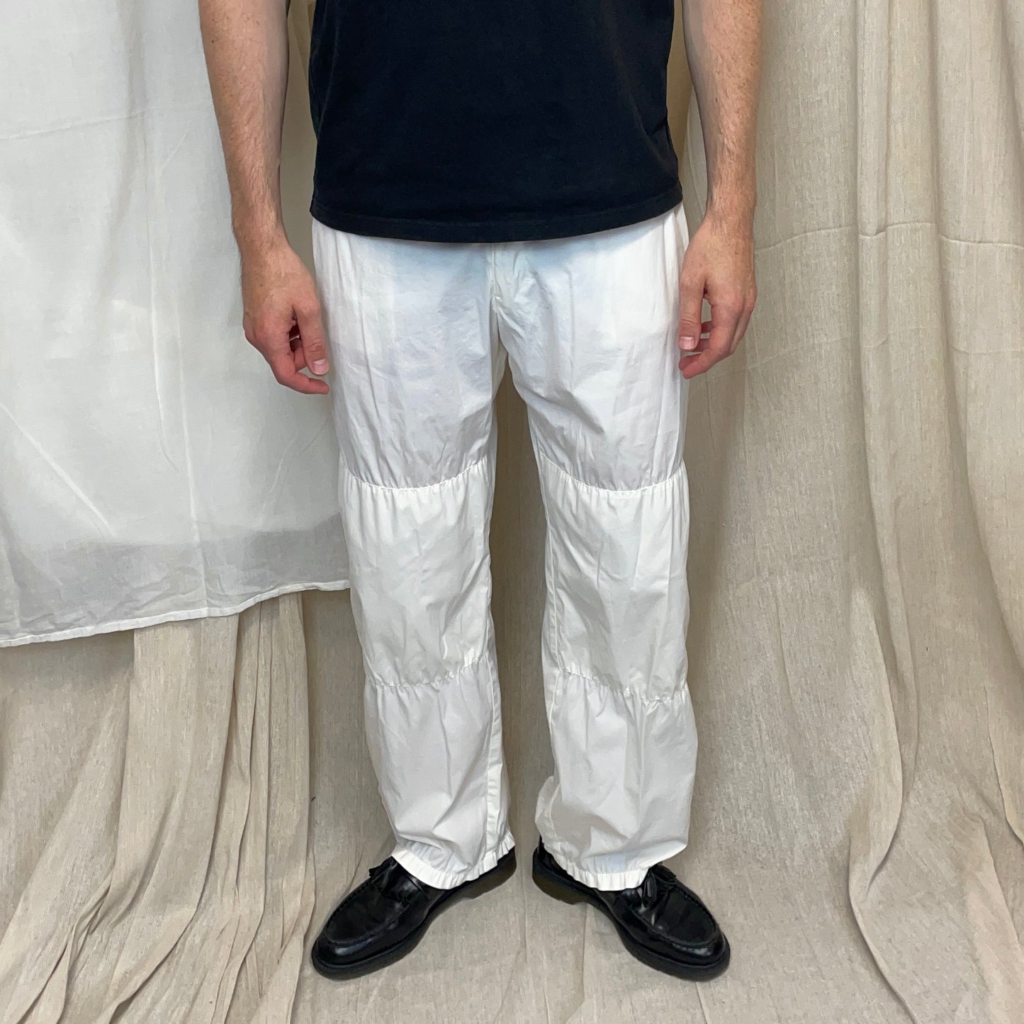 Prada Sport White SS00 Lightweight Cotton Parachute Pant Shell Trousers