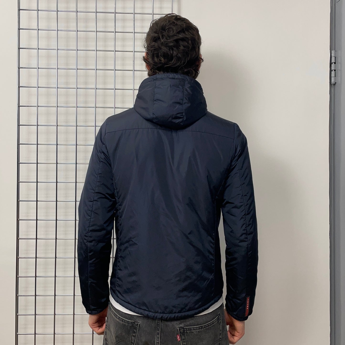 Prada Sport Navy & Burgundy 2013 Nylon Reversible Padded Hooded Jacket