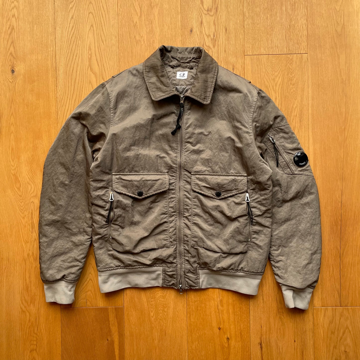 C.P. Company Nylon B Grey Shimmer Bomber Jacket