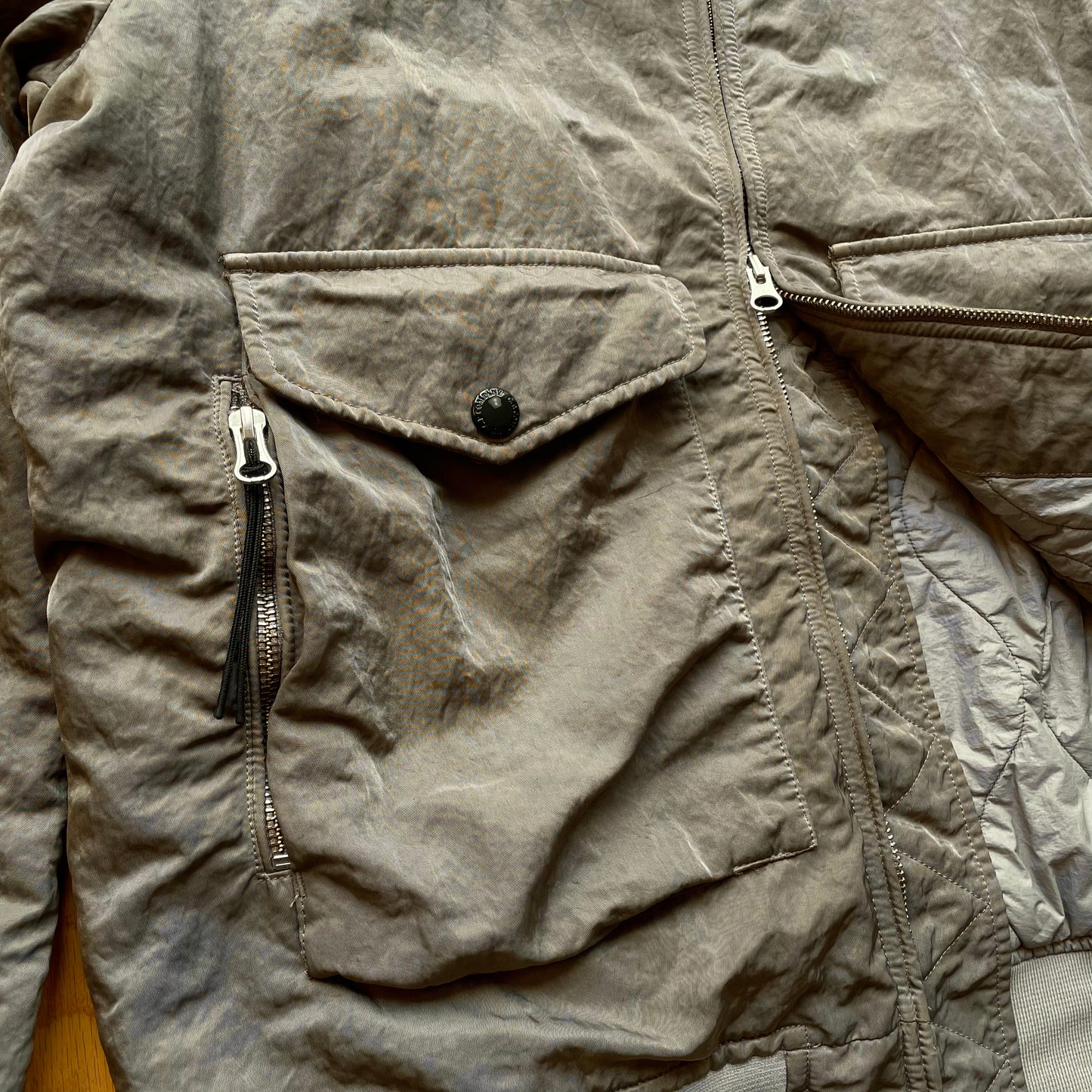 C.P. Company Nylon B Grey Shimmer Bomber Jacket