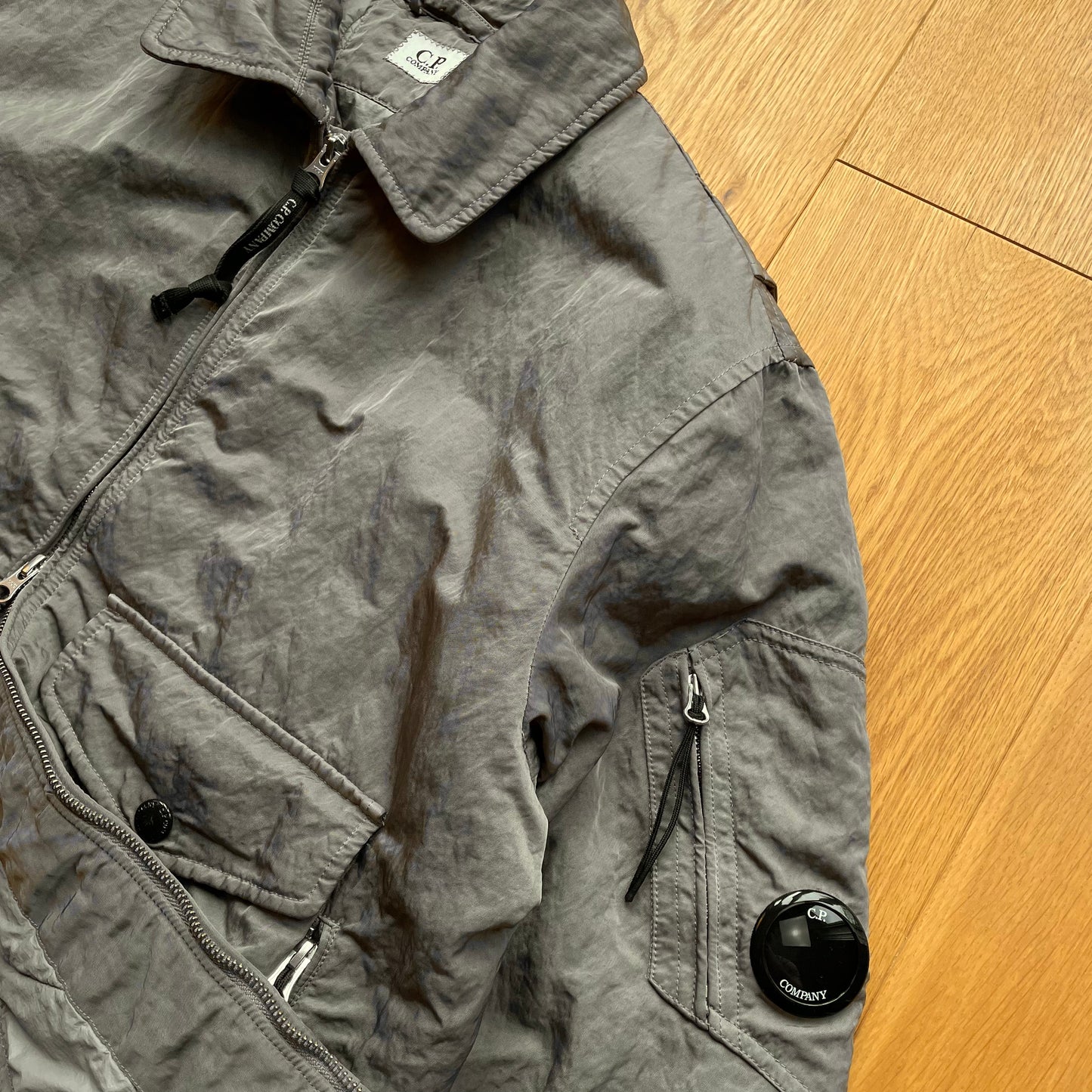 C.P. Company Nylon B Grey Shimmer Bomber Jacket