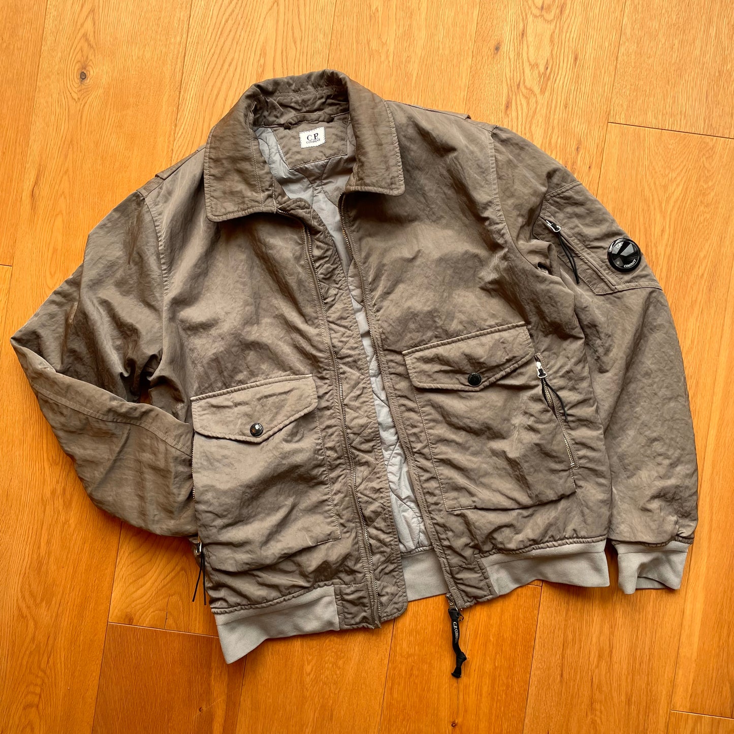 C.P. Company Nylon B Grey Shimmer Bomber Jacket