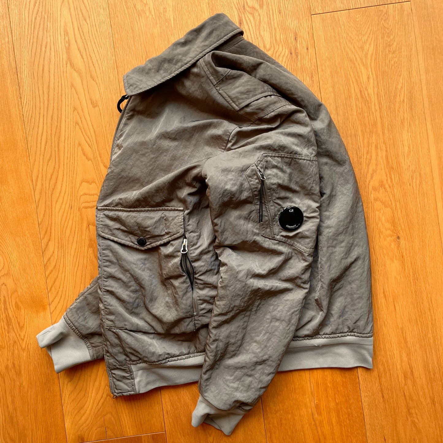 C.P. Company Nylon B Grey Shimmer Bomber Jacket