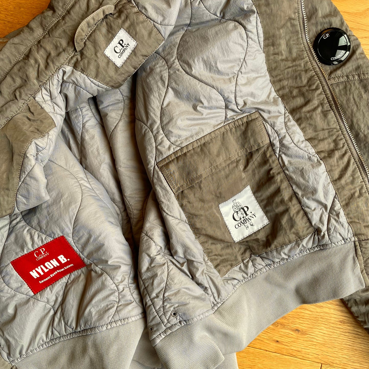 C.P. Company Nylon B Grey Shimmer Bomber Jacket