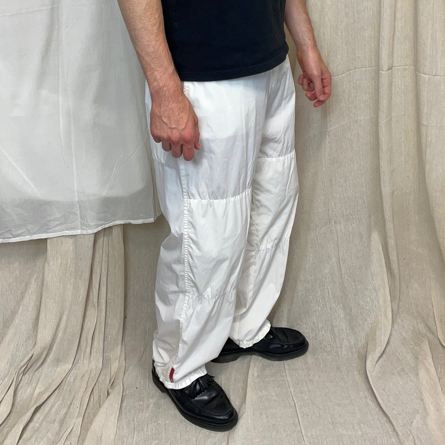 Prada Sport White SS00 Lightweight Cotton Parachute Pant Shell Trousers