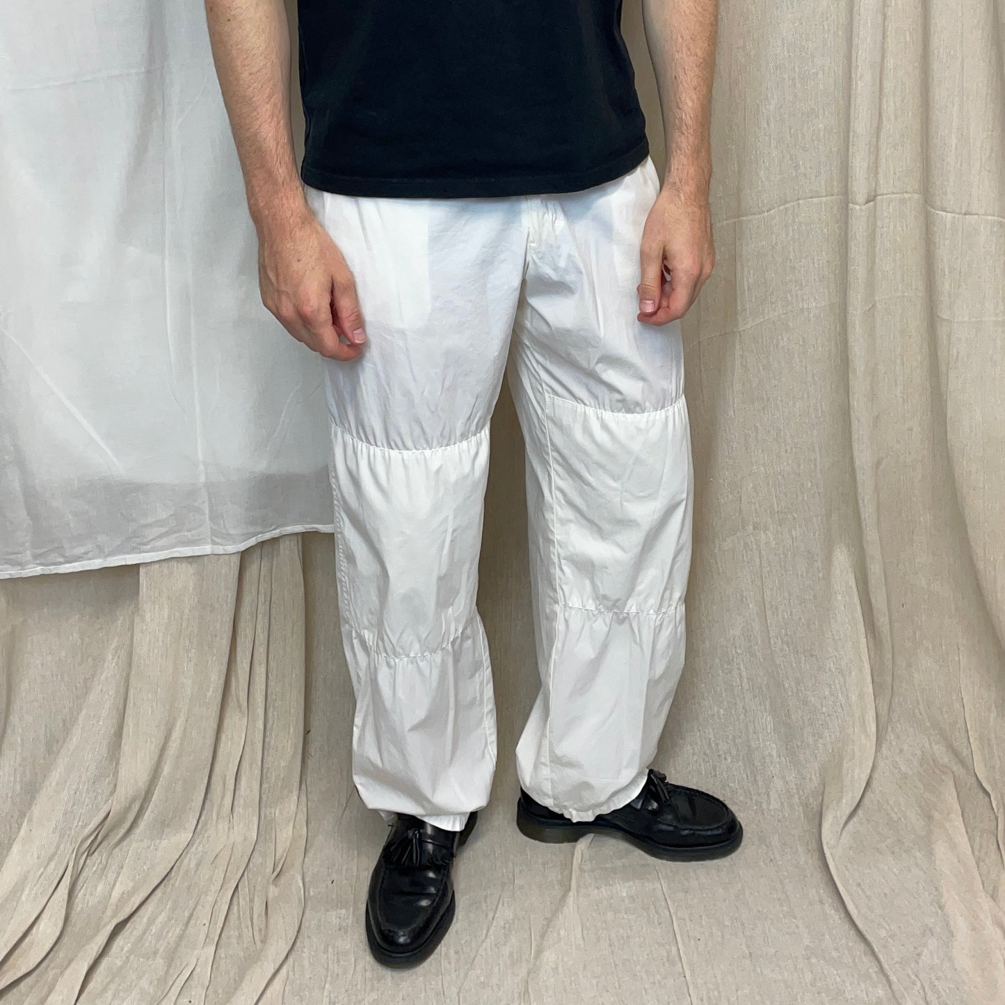 Prada Sport White SS00 Lightweight Cotton Parachute Pant Shell Trousers