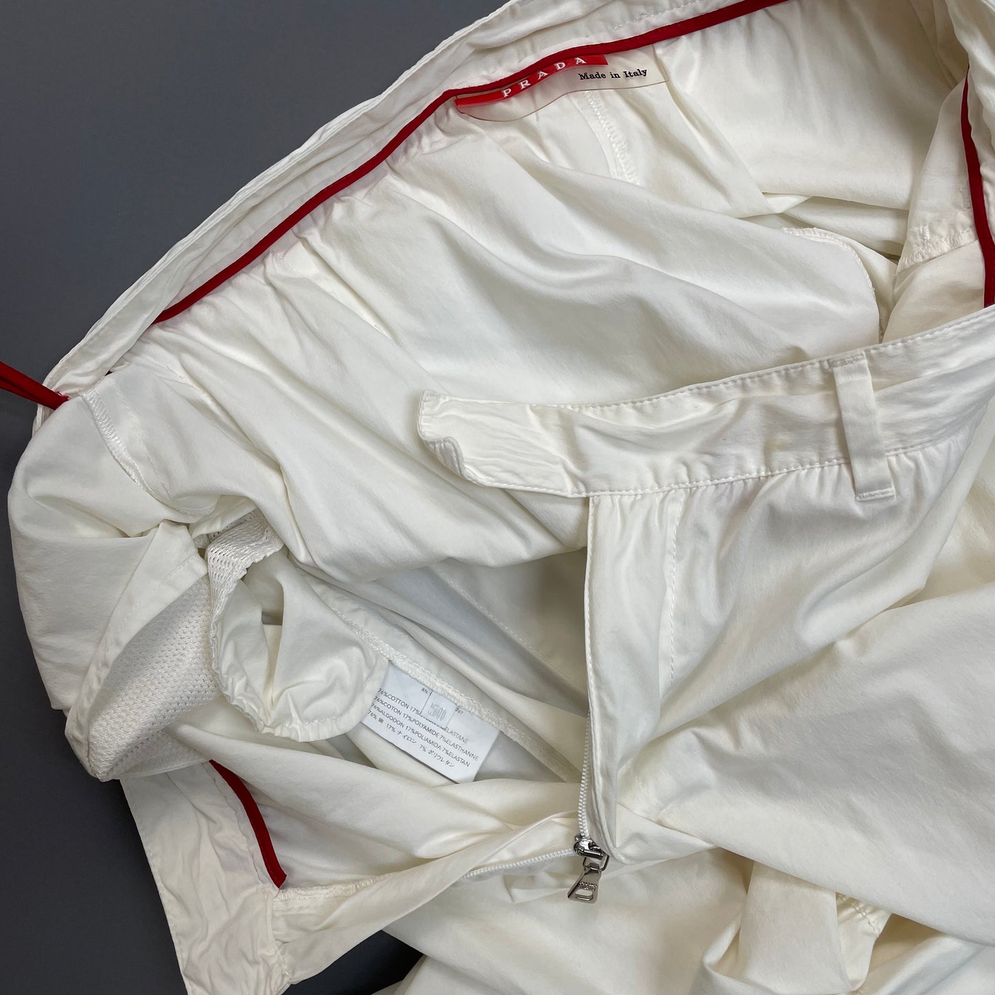 Prada Sport White SS00 Lightweight Cotton Parachute Pant Shell Trousers