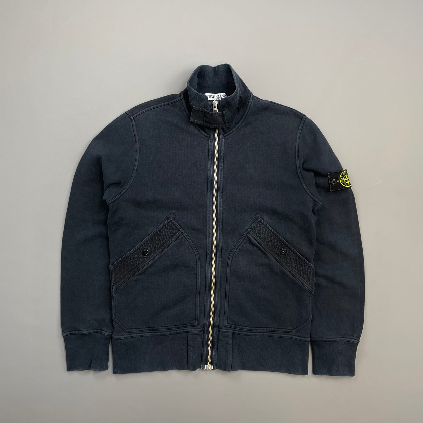 Stone Island Navy AW10 Textured Pockets Midweight Zip-Through Cotton Jacket