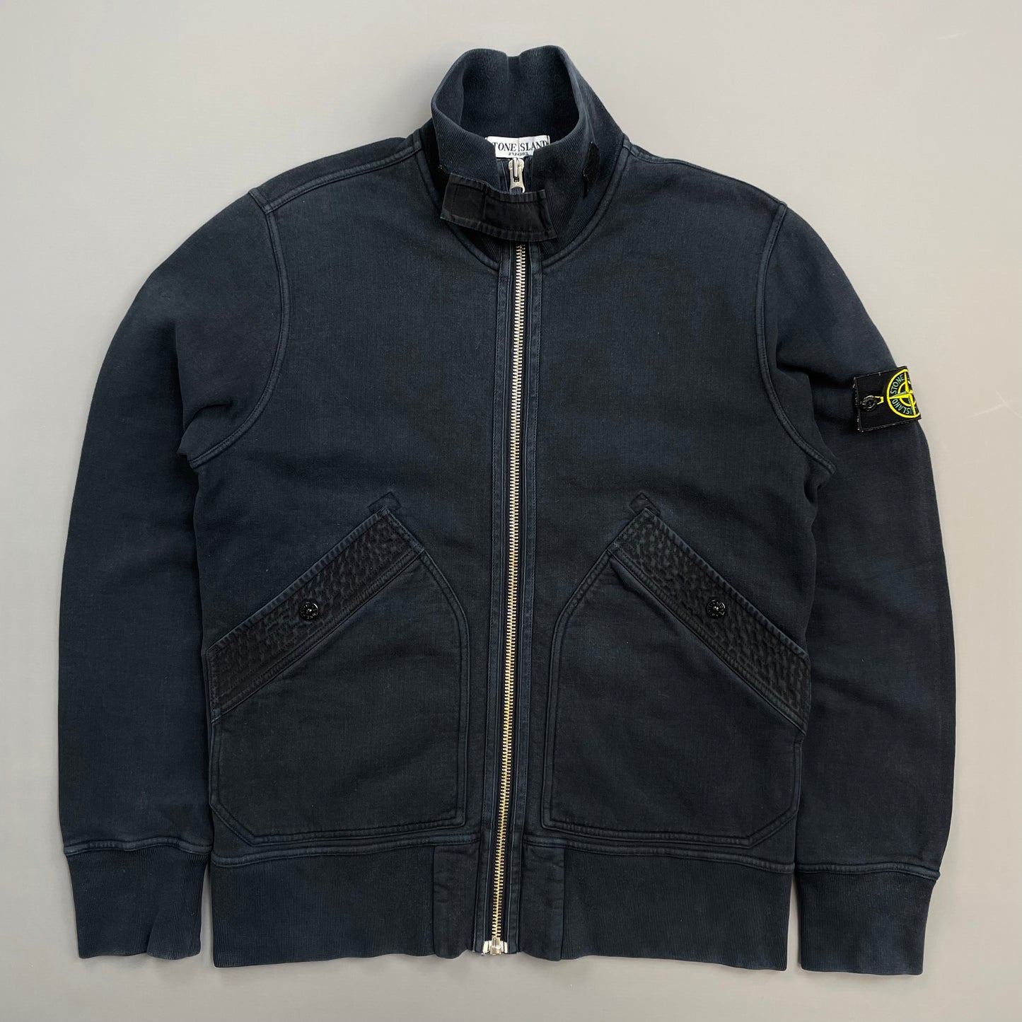 Stone Island Navy AW10 Textured Pockets Midweight Zip-Through Cotton Jacket