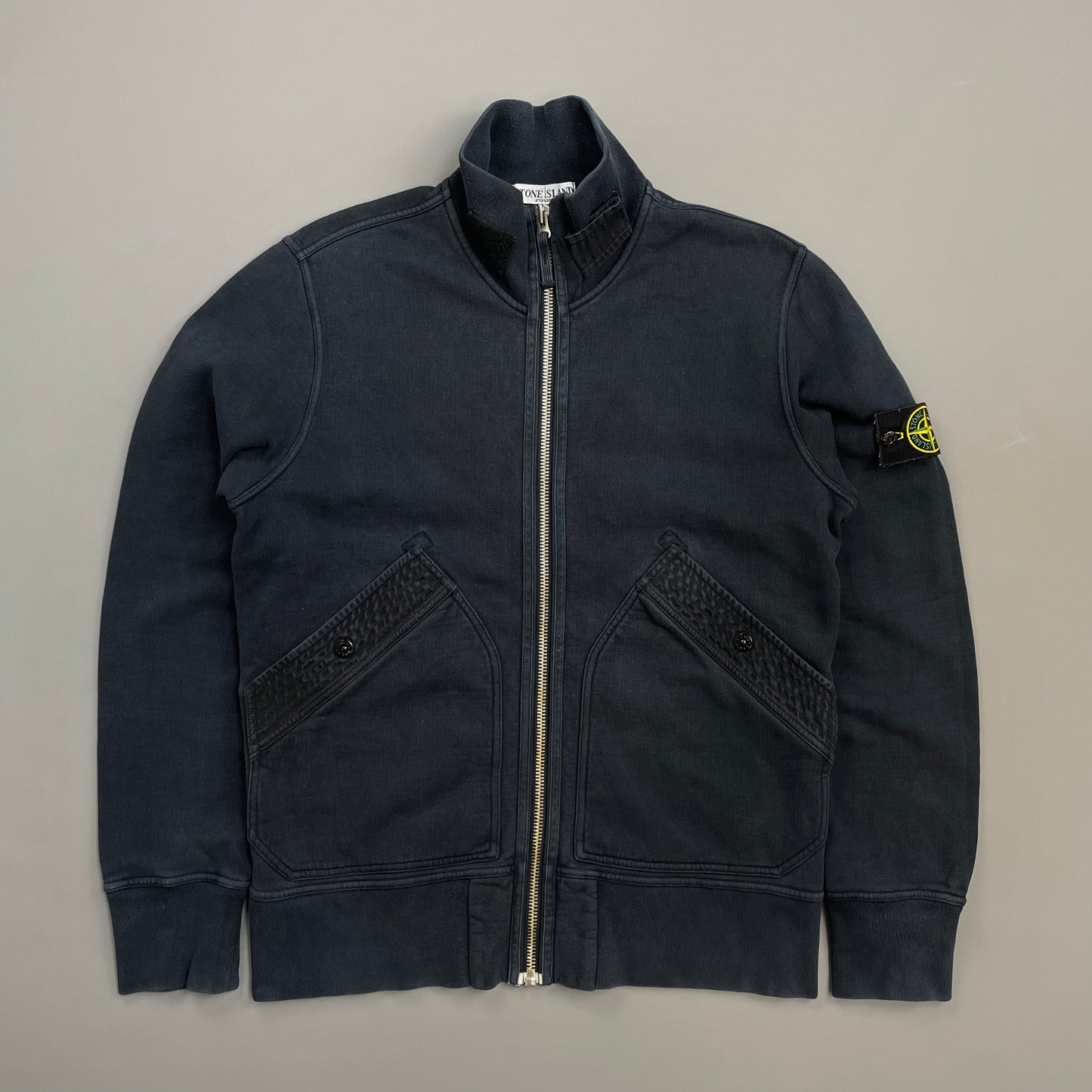 Stone Island Navy AW10 Textured Pockets Midweight Zip-Through Cotton Jacket
