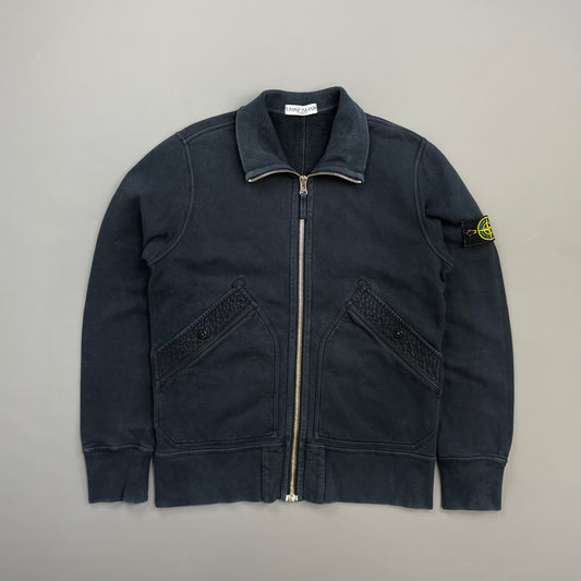 Stone Island Navy AW10 Textured Pockets Midweight Zip-Through Cotton Jacket