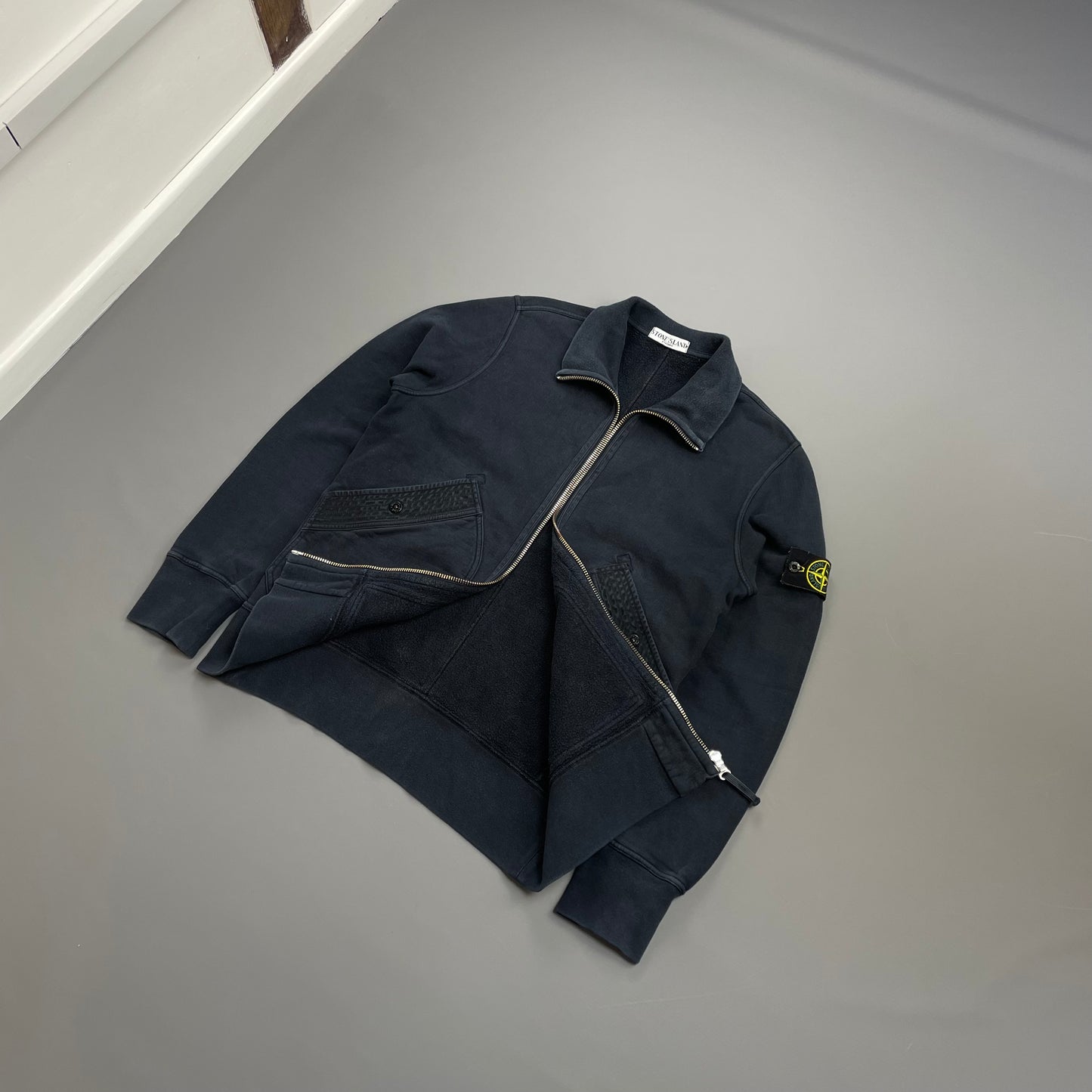 Stone Island Navy AW10 Textured Pockets Midweight Zip-Through Cotton Jacket