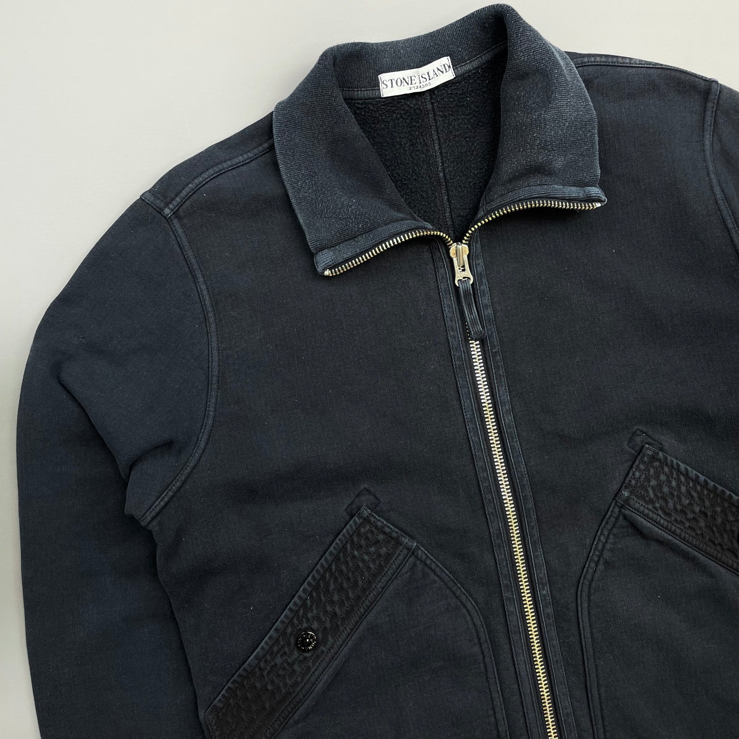 Stone Island Navy AW10 Textured Pockets Midweight Zip-Through Cotton Jacket