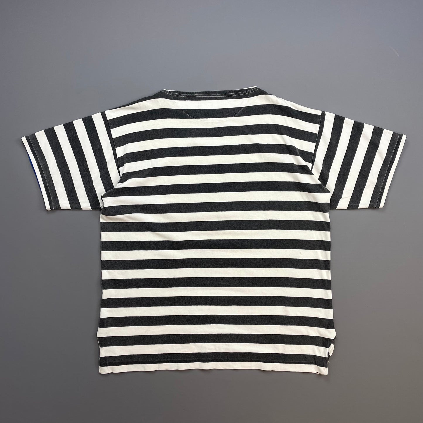 Stone Island Black & White 1980s Reflective Spellout Boat Neck T-Shirt