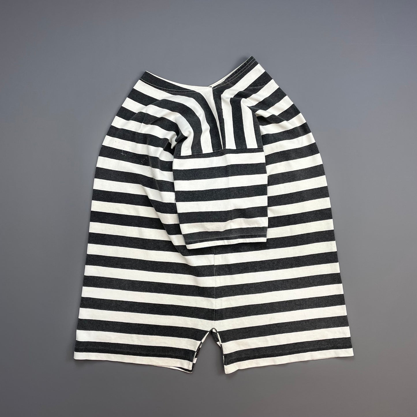 Stone Island Black & White 1980s Reflective Spellout Boat Neck T-Shirt