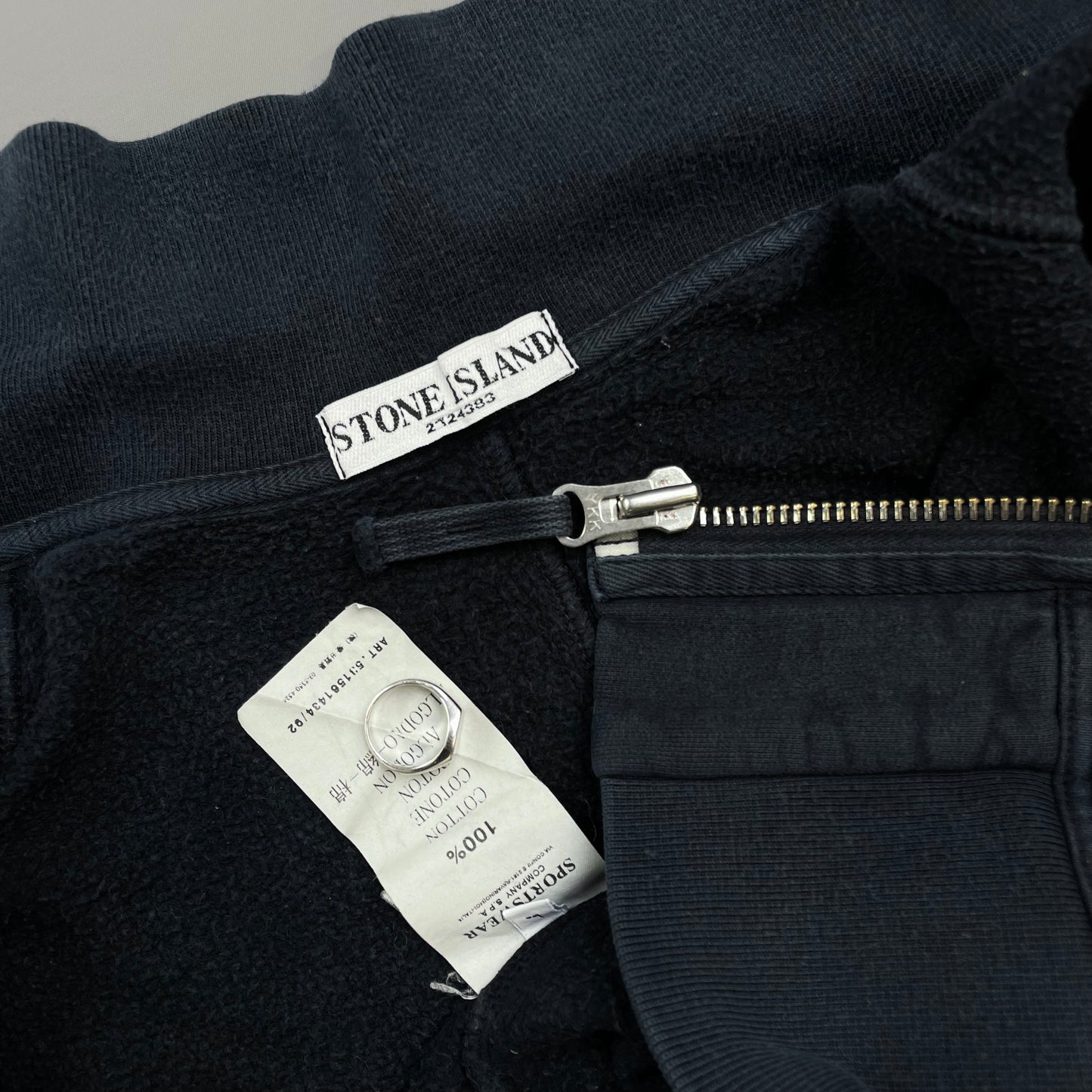 Stone Island Navy AW10 Textured Pockets Midweight Zip-Through Cotton Jacket