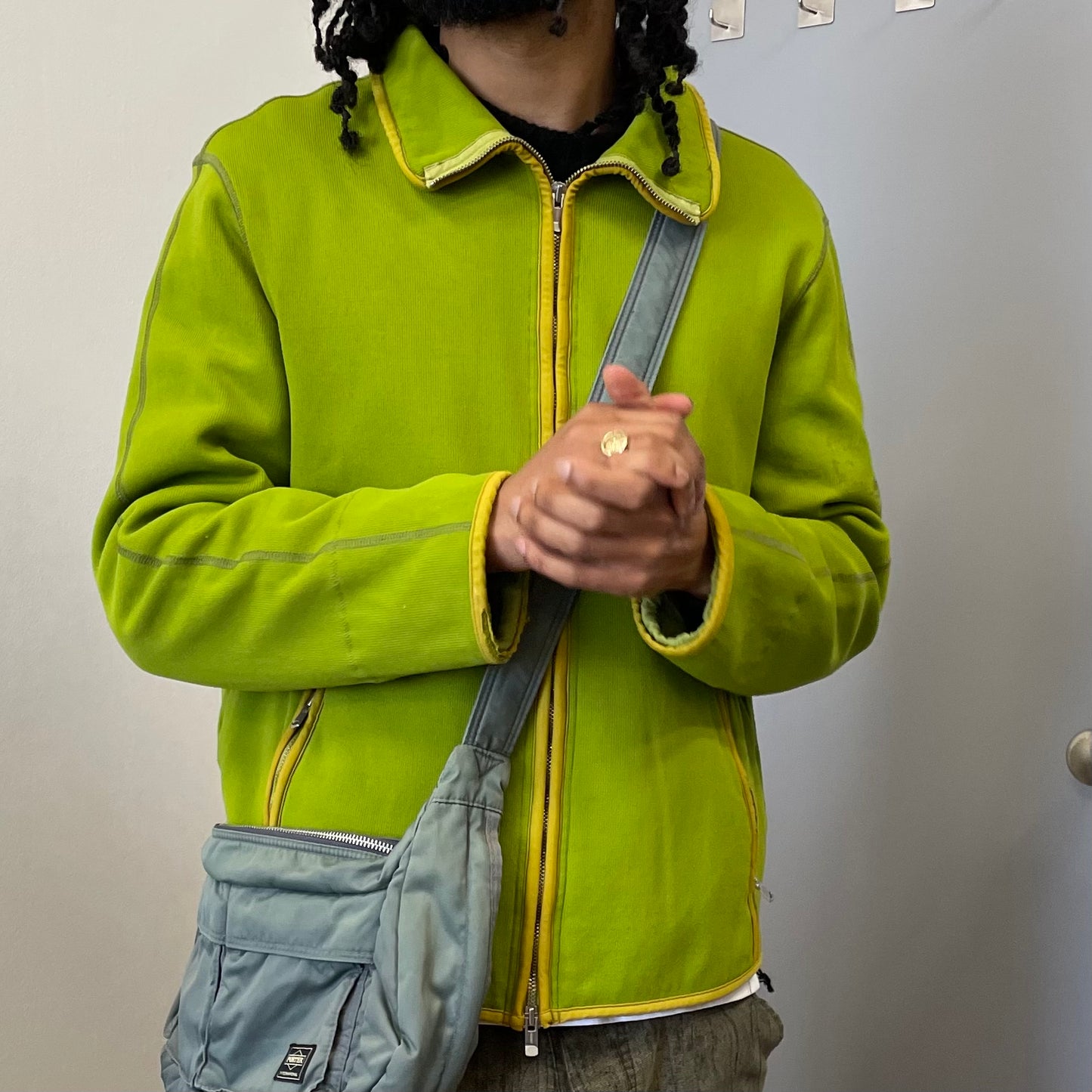 C.P. Company Lime Green Zip-Through Scuba Fleece Jacket