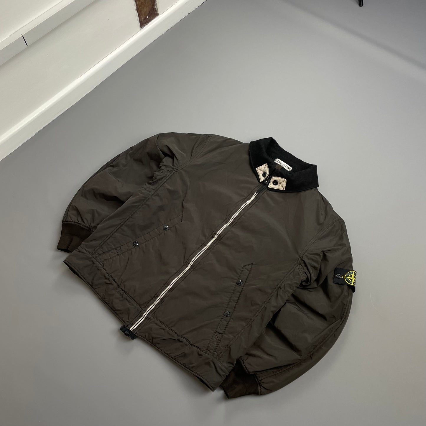Stone Island Brown AW06 Coated Nylon-Cotton Lined Bomber Jacket