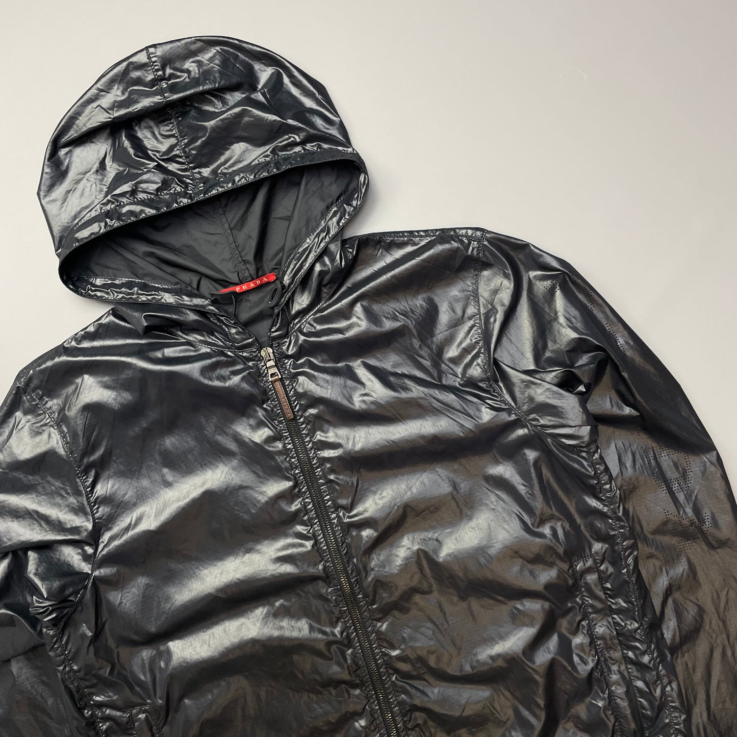 Prada Sport Deep Purple Nylon 2006 Lightweight Hooded Spellout Jacket