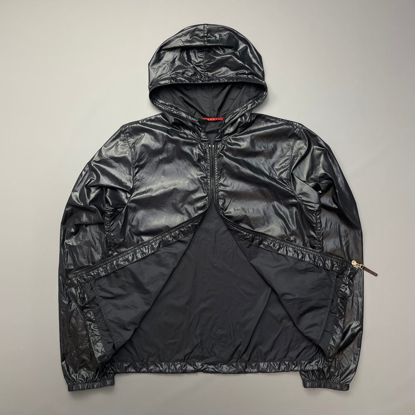 Prada Sport Deep Purple Nylon 2006 Lightweight Hooded Spellout Jacket