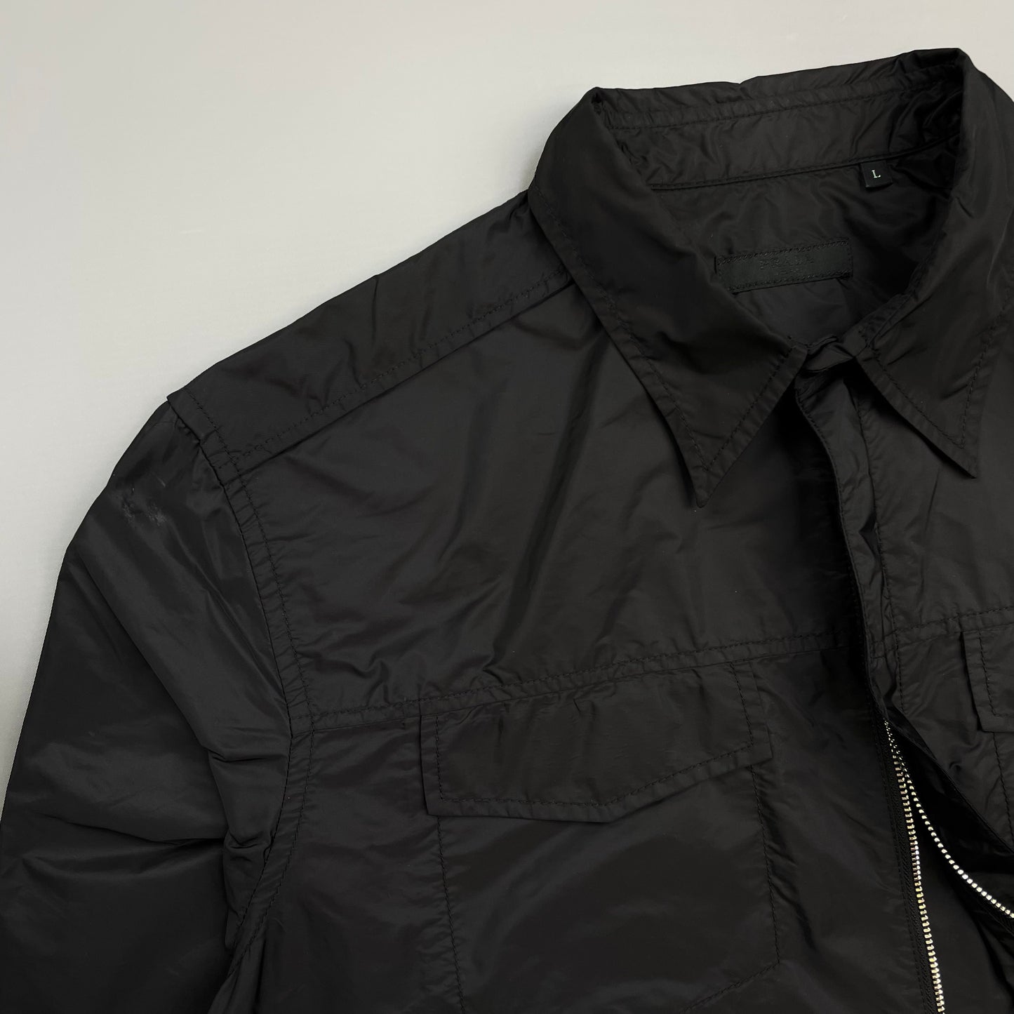 Prada Sport Black 2017 Lightweight Nylon Zip-Through Overshirt