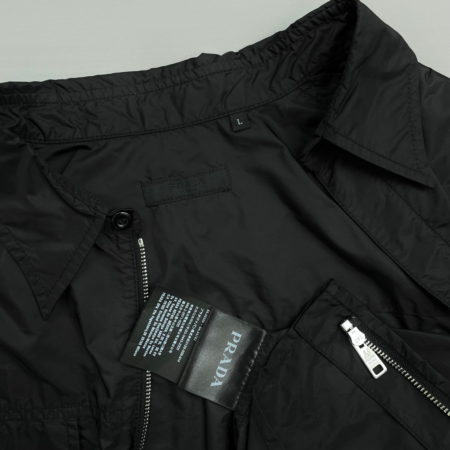 Prada Sport Black 2017 Lightweight Nylon Zip-Through Overshirt