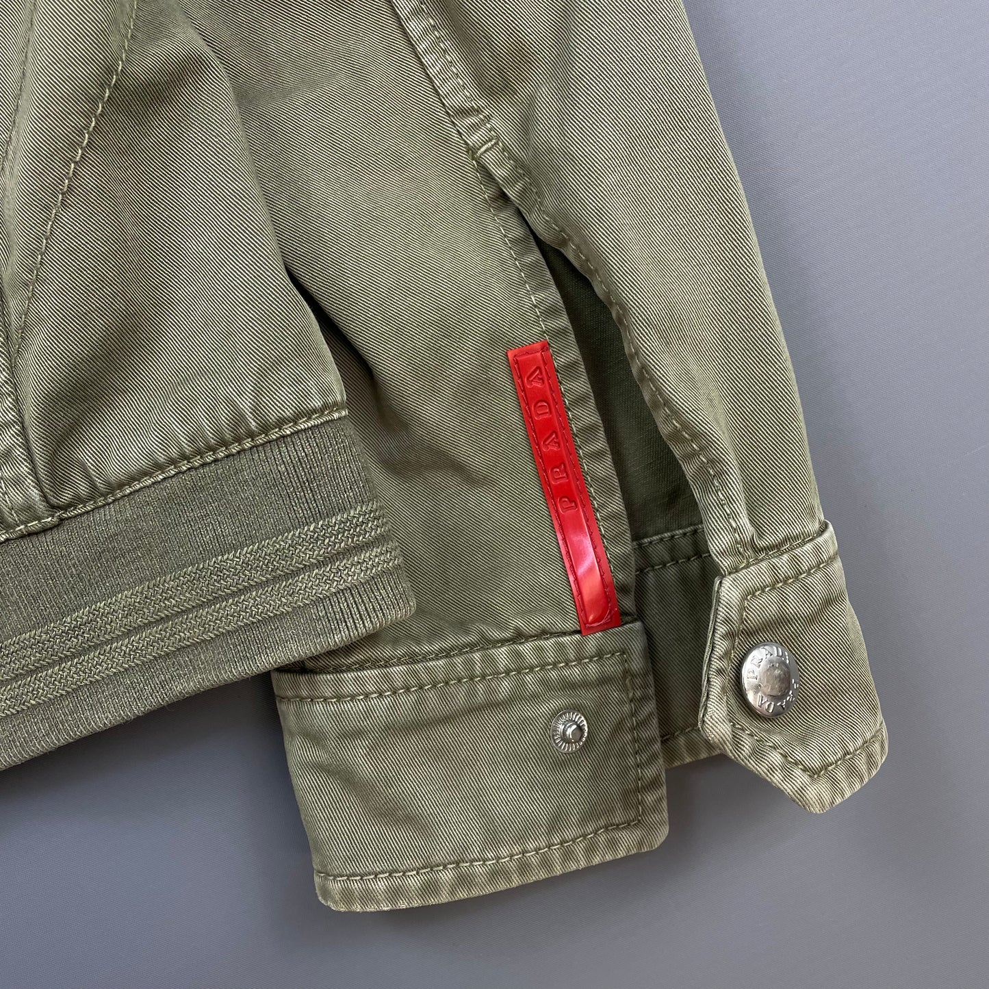 Prada Sport Khaki Green 00s Military Style Cotton Jacket