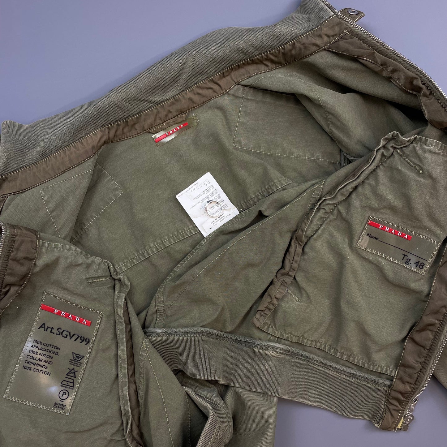 Prada Sport Khaki Green 00s Military Style Cotton Jacket