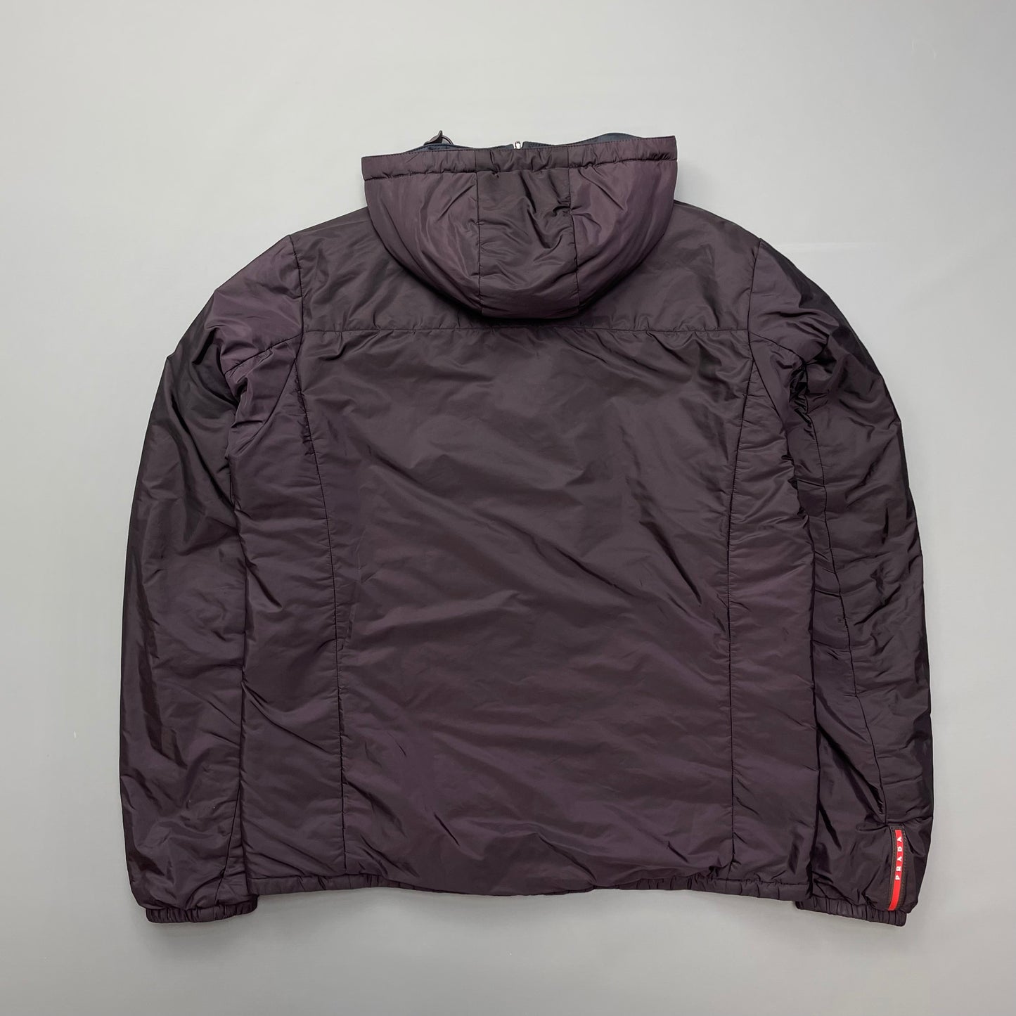 Prada Sport 2014 Burgundy/Navy Nylon Reversible Padded Hooded Jacket