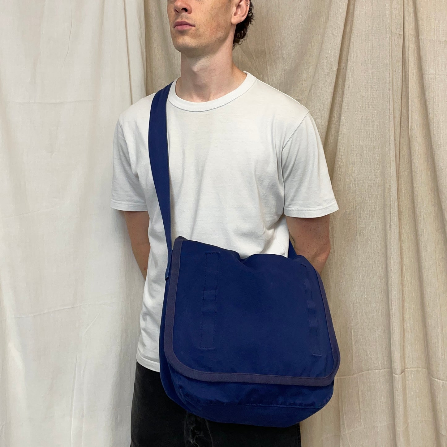 Comme Des Garçons Shirt Blue Cotton Sling Messenger Satchel Bag