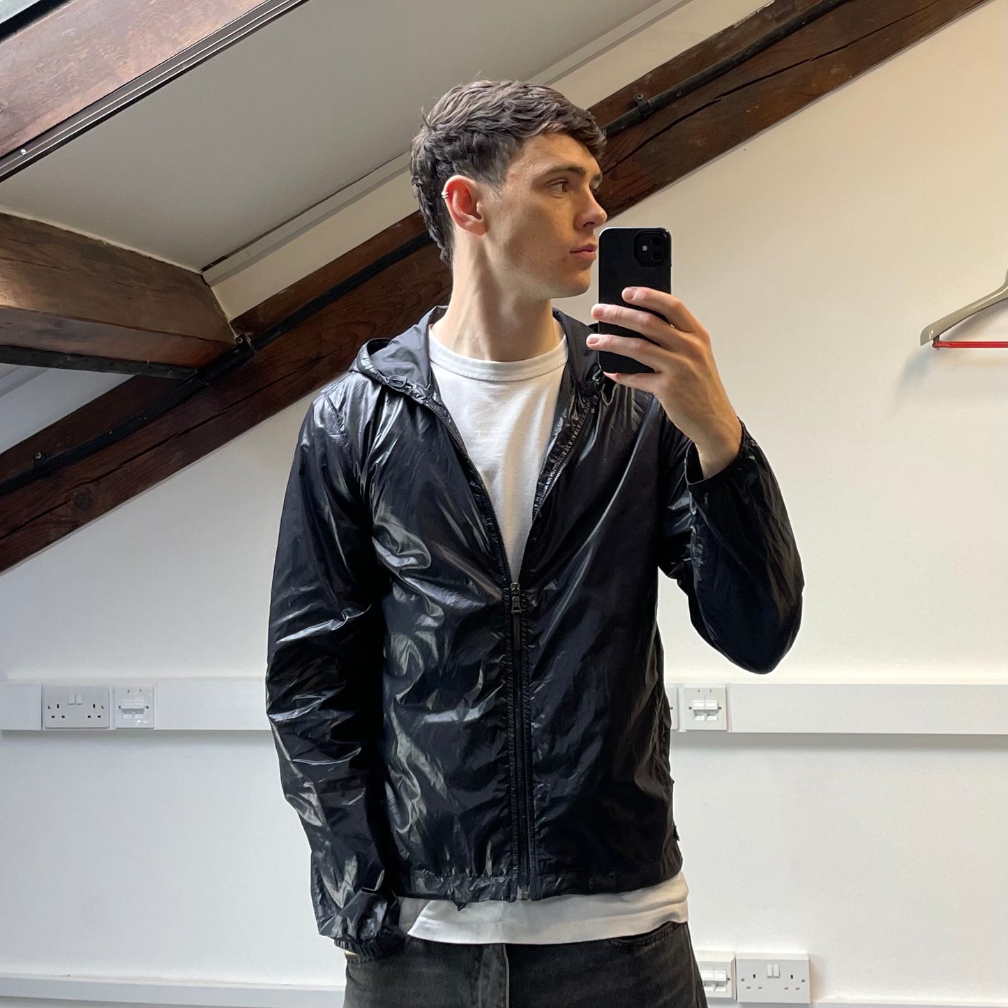 Prada Sport Deep Purple Nylon 2006 Lightweight Hooded Spellout Jacket