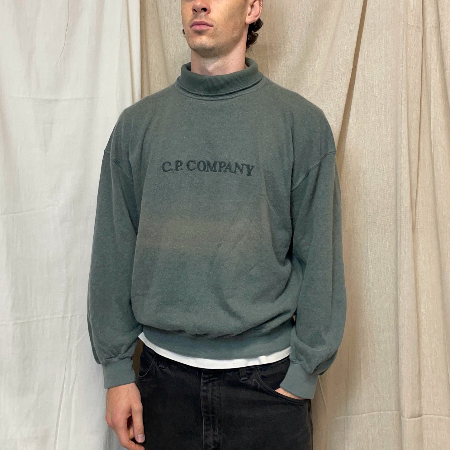 C.P. Company Turquoise 80s Angora Wool Blend High Neck Jumper