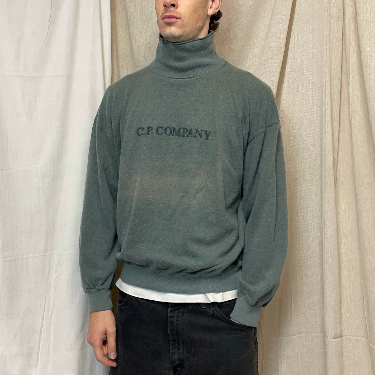 C.P. Company Turquoise 80s Angora Wool Blend High Neck Jumper