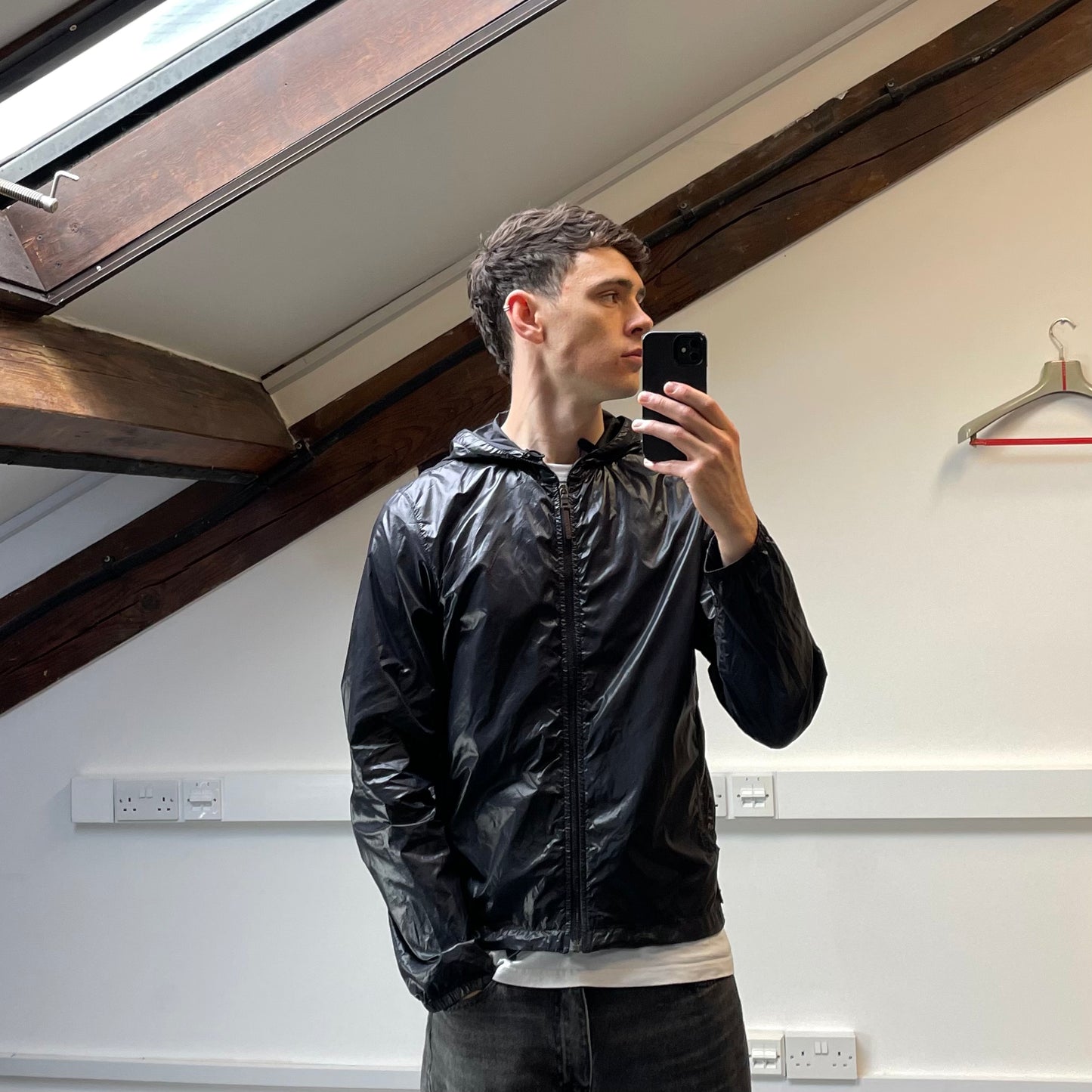 Prada Sport Deep Purple Nylon 2006 Lightweight Hooded Spellout Jacket