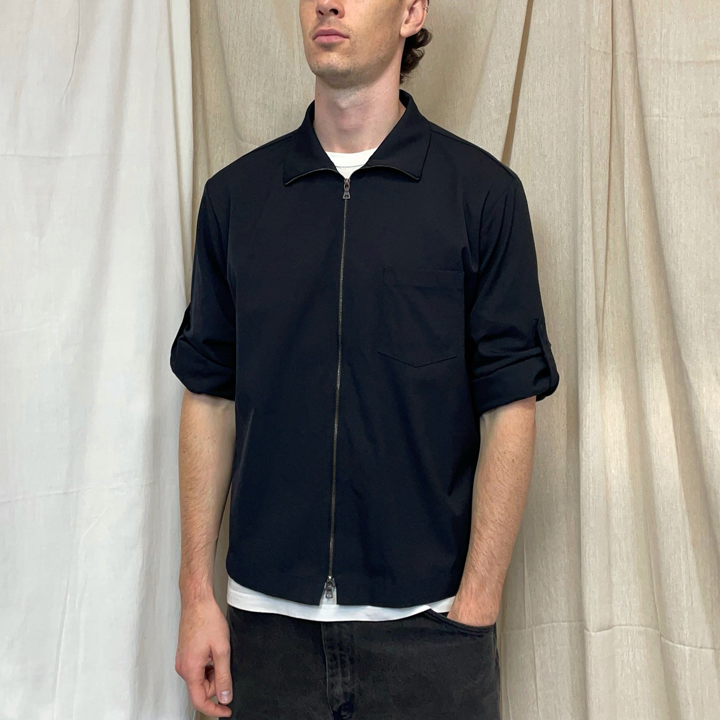 Prada Sport Navy 00s Lightweight Adjustable Sleeve Harrington Jacket