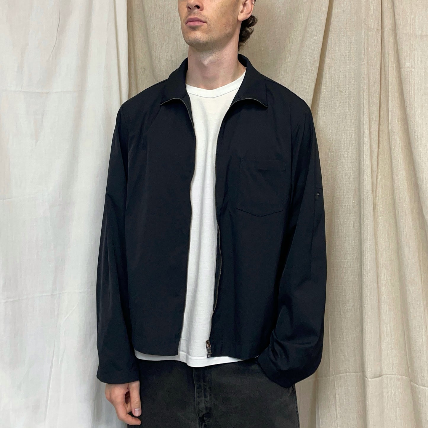 Prada Sport Navy 00s Lightweight Adjustable Sleeve Harrington Jacket