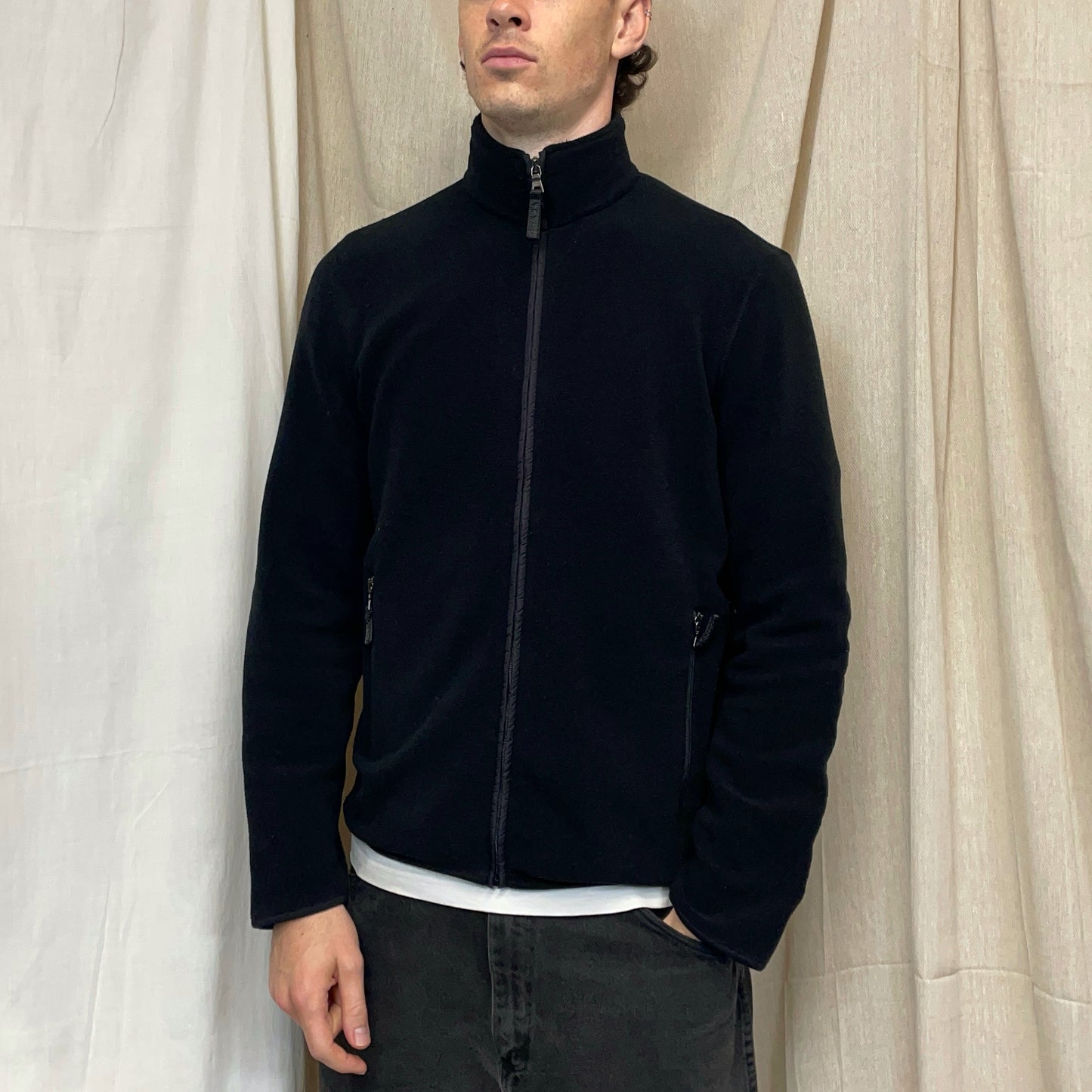 Prada Sport Black 2010 Rear Pocket Nylon Panelled Fleece Jacket