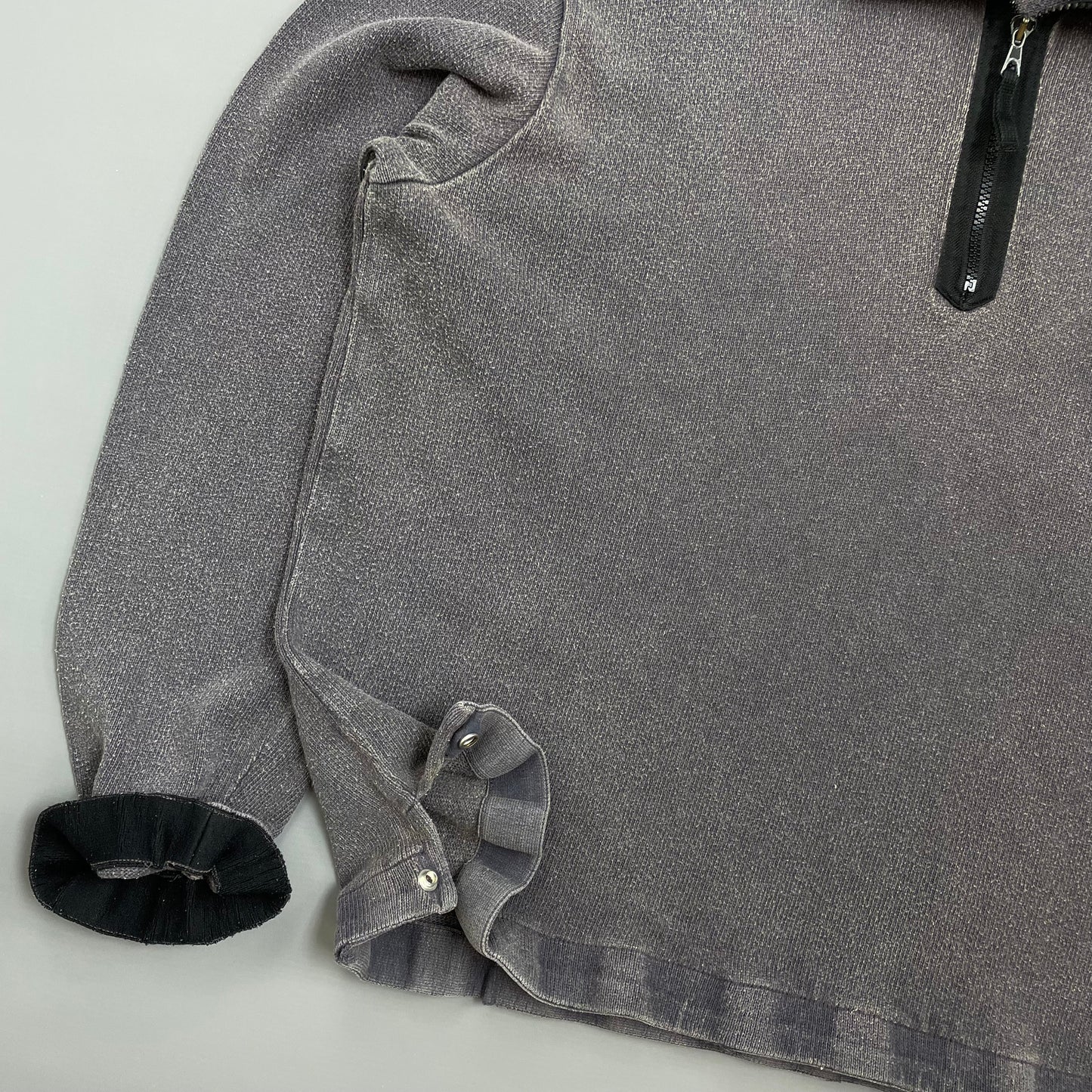 Stone Island Grey SS04 Cotton Half-Zip Snap-Button Hem Jumper