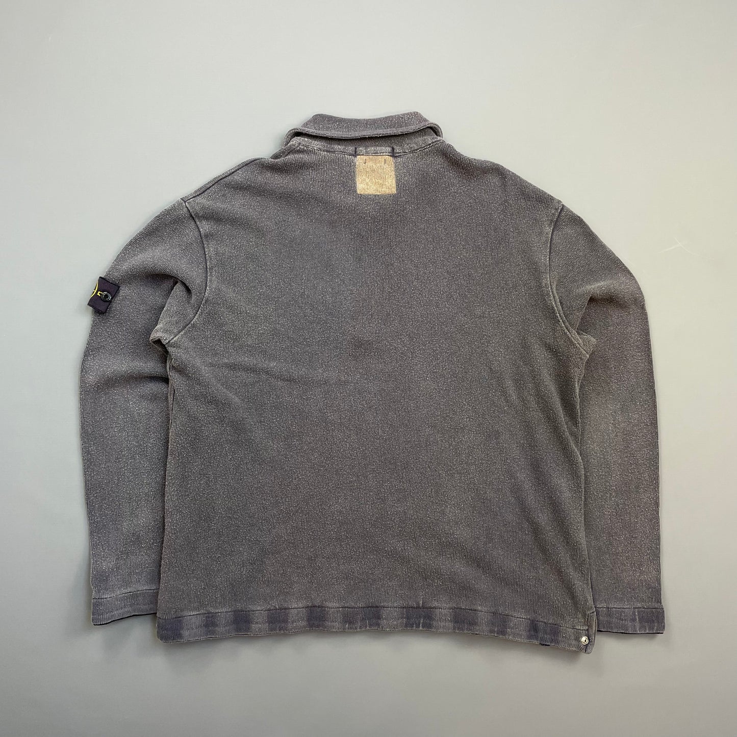 Stone Island Grey SS04 Cotton Half-Zip Snap-Button Hem Jumper