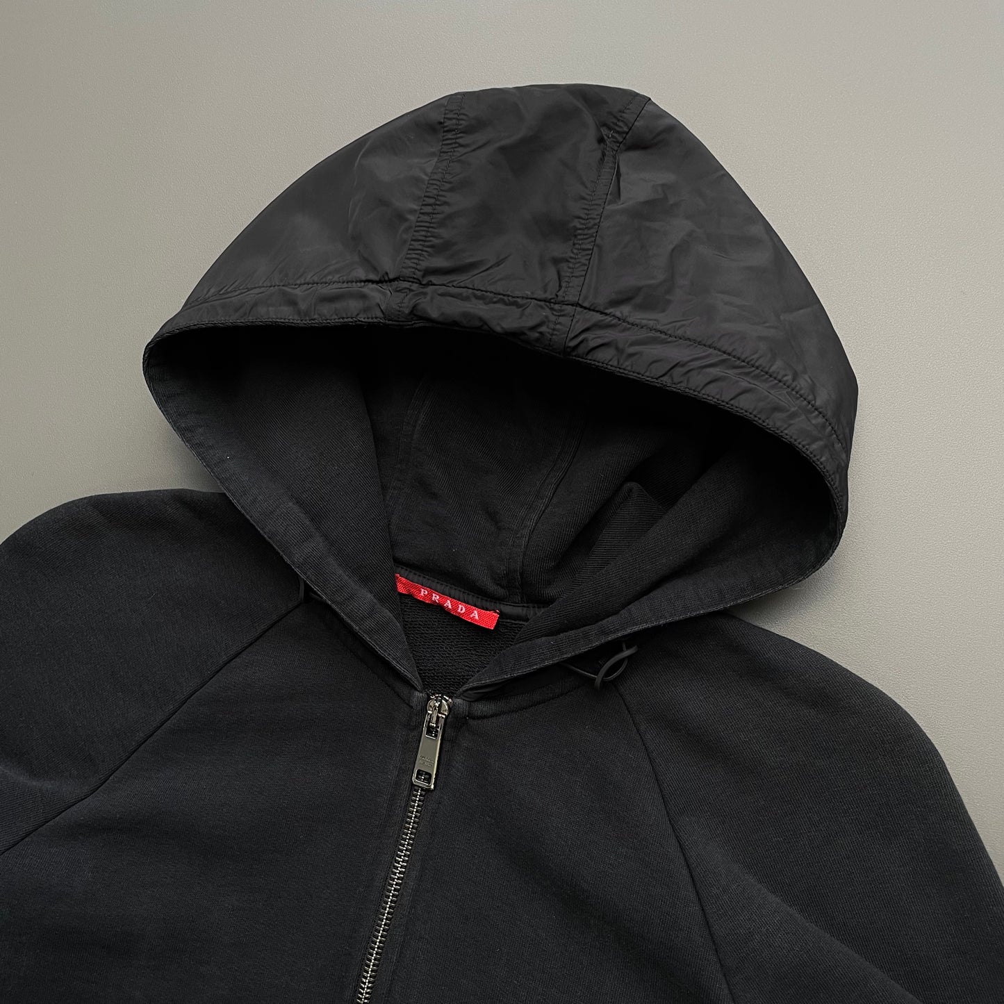 Prada Sport Black 2014 Nylon Hood Zip-Through Hoodie