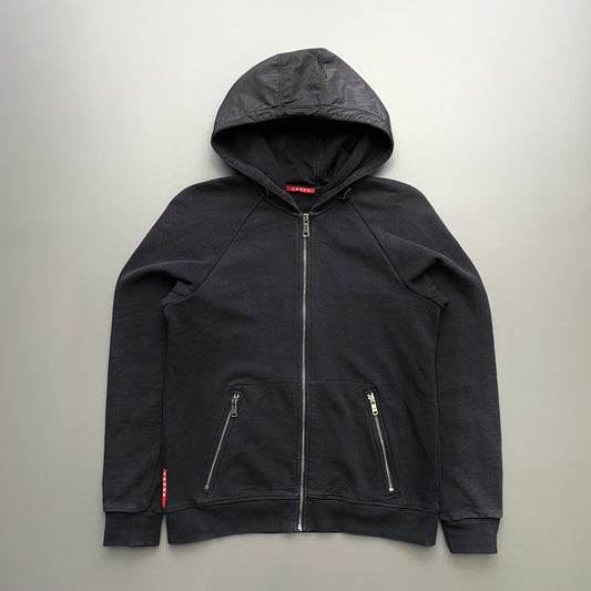 Prada Sport Black 2014 Nylon Hood Zip-Through Hoodie